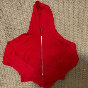 RARE Red Brandy Melville Cropped Zip Up Hoodie